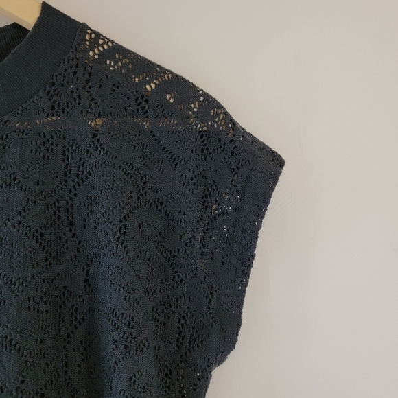 VTG 2Xs Black Y2K Lace Paisley Boxy Casual Top Sz S Whimsigoth Fairy Goth USA - Picture 4 of 11
